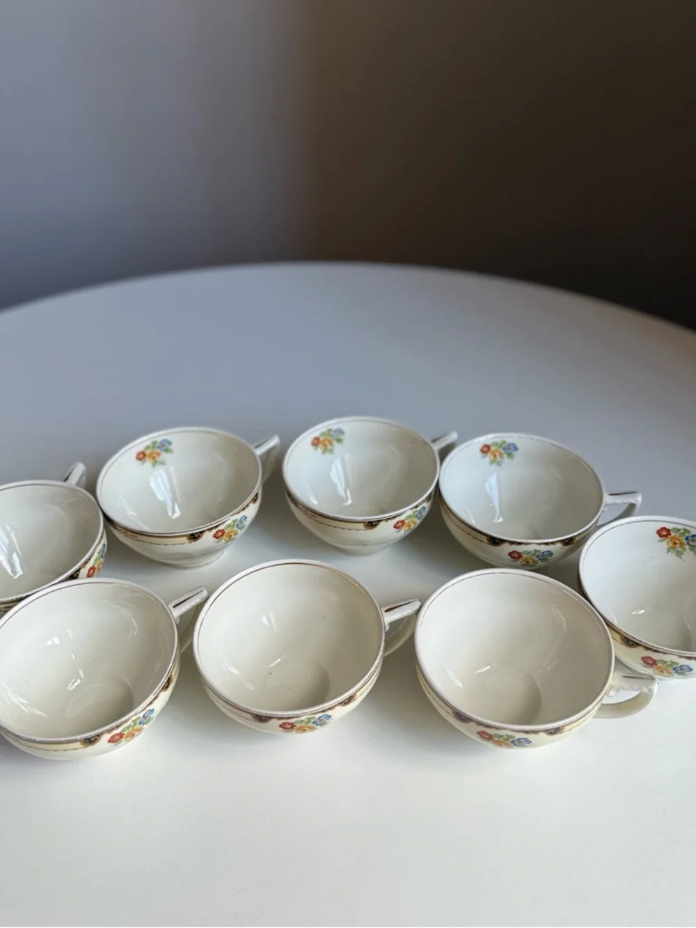 Set 8 Grindley England Vintage Teacup Gold Floral Porcelain